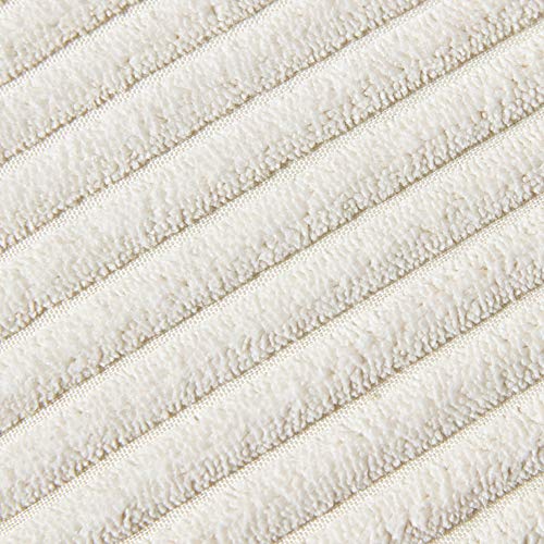 Fancy Homi Pack of 2 Boho Rectangle Decorative Throw Pillow Covers with Pom-poms, Soft Corduroy Accent Solid Cushion Case Set for Couch Sofa Bedroom Car Living Room (12x20 Inch/30x50 cm, Cream)