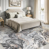 PADOOR Abstract 4'x6' Area Rug, Washable Non-Slip Low Pile, Marble Grey