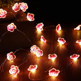 Mudder 1 Pack Cherry Blossom Flower String Lights 13 FT 40 LEDs for Bedroom, Pink Fairy Lights USB and Battery Operated Decorative String Light Indoor Outdoor