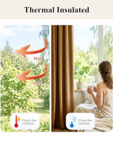 StangH Gold Brown Velvet Curtains 96 inches Long for Living Room, Luxury Back Tab Heavy Blackout Thermal Insulated Privacy Window Drapes for Bedroom/Sliding Door/Hall, W52 x L96, 2 Panels