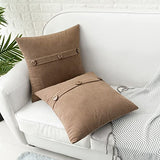 HWY 50 Taupe Chenille Throw Pillow Covers 20x20 Inch Buttons Pack of 2