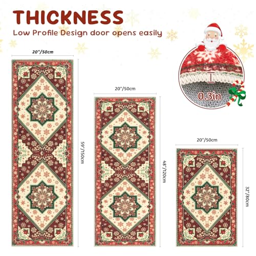 Washable Kitchen Runner Rugs Set of 3 with Non Slip Rubber Backing