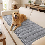 decorUhome Non-Slip Fuzzy Couch Cover for Dogs, Soft Thick Washable Pet-Friendly Protector, Sofa Slipcover for 2 Cushion Sofa/Loveseat, Grey, 27.6" x 59"