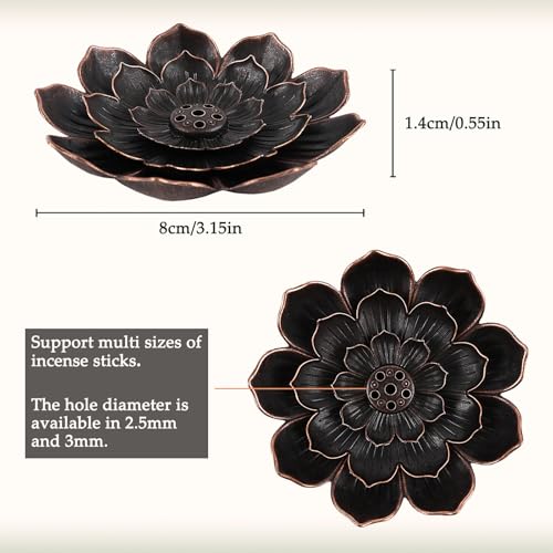 Incense Burner, Incense Holder for Sticks, Brass Lotus Incense Base with Removable Ash Catcher for Home Decor, Meditation, Yoga and Divination