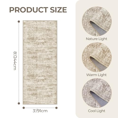 3x8 Runner Rug Non Slip,Washable Hallway Runner Rug,Brown