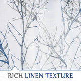 FMFUNCTEX Linen Semi Sheer Curtains for Bedroom, Blue White Curtains 84 Inches Long for Living Room, Grey Tree Branch Patterned Curtain Light Filtering Farmhouse Window Drapes, Grommet Top 2 Panels