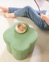 B FSOBEIIALEO Storage Ottoman Cube, 15" Flower Shaped Ottomans, Green
