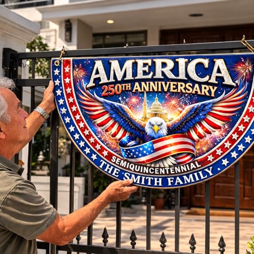 Personalized 250 Years of Freedom Flag, Custom 250 Year American Anniversary Banner with Family Name, 250th American Anniversary Decorations, Patriotic Banner Gifts for Family, Friend A05