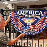 Personalized 250 Years of Freedom Flag, Custom 250 Year American Anniversary Banner with Family Name, 250th American Anniversary Decorations, Patriotic Banner Gifts for Family, Friend A05