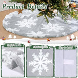 Grey White Tree Skirt Snowflakes Tree Skirts 36 Inch Large Christmas Tree Skirts Luxury Floor Mat for Xmas Tree Skirt Christmas Tree Decorations