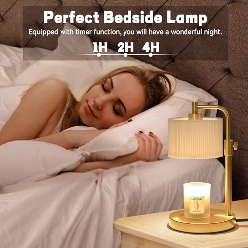 NITOWOLF Candle Warmer Lamp, Candle Lamp Warmer with Timer Adjustable Height Wax Warmer Lamp for Jar Candles, Birthday Gifts for Women Mothers Day Gifts (Gold)