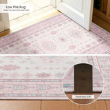 2x6 Runner Rug Washable Non Slip Small Floor Mat for Entry, Kitchen, Pink