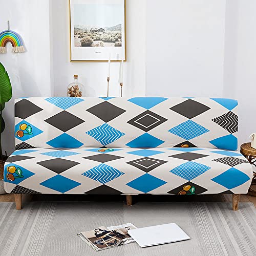 YOPOIY Premium Polyester Futon Cover Stretch Futon Slipcover Printed Armless Sofa Cover with Elastic Bottom Washable for Kids Dog Cat -7-160-190CM