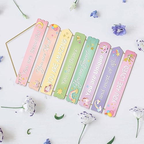 Unicorn Rainbow Room Decor for Girls - Inspirational Wall Art, Toddler Room Wood Sign, Nursery Decor