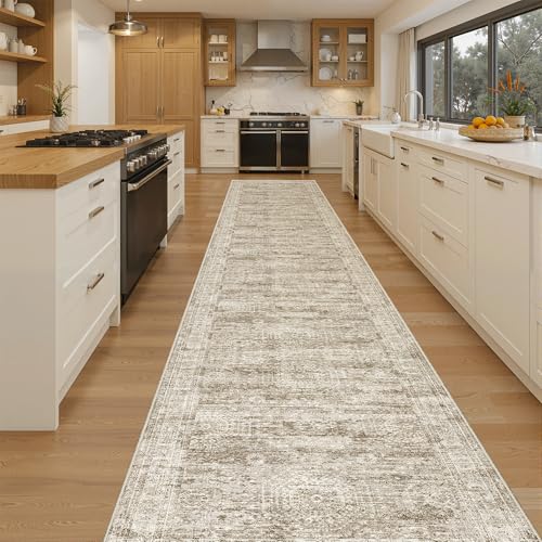 Soalmost Hallway Runner Rug 2'6" x 16' Washable Long Kitchen Rugs Brown
