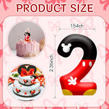 Red Black Digital Birthday Candle Number 2 Red Cartoon Mouse Themed Cake Topper Candle Party Decoration Supplies Birthday Party Cake Decoration (Number 2)
