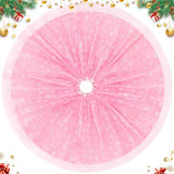 Christmas Wedding Tree Skirt, 4 Layer 47 in Snowflake Tulle Tree Decoration for Party Indoor, Fluffy Tree Cover Mat Ornament for Holiday, Pink