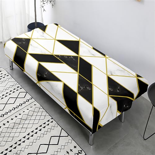 Hixingo Stretch Armless Futon Cover, Futon Mattress Cover Soft Futon Covers with Elastic Bottom, Washable Futon Slipcovers Marble Futon Couch Cover (Medium (63-75"),Black White Marble)