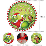48 Inch Christmas Tree Skirt - Soft and Funny Farmhouse Christmas Tree Collar with Red & Green Trim Decor Xmas Holiday Decoration (Style A)