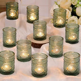 Green Votive Candle Holders Set of 36- Glass Tealight Candle Holders Bulk
