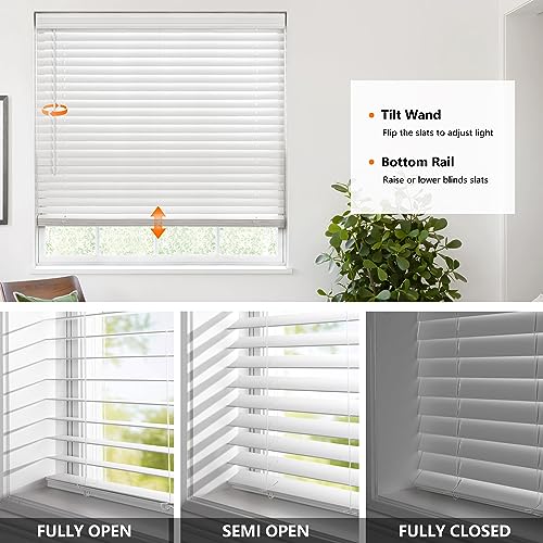 LazBlinds 2-inch Cordless Faux Wood Blinds with Royal Valance, Room Darkening Horizontal Window Blinds, Inside Mount Blinds for Windows - Fit for Window 34.625" W x 36" H - White