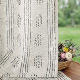 Boho Linen Curtains for Bedroom Living Room Black Farmhouse Boho Curtains 84 Inches Long Geometric Striped Patterned Mudcloth Grommet Top Light Filtering Window Drapes 2 Panels Black on Beige