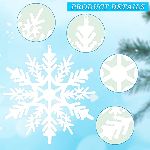 MIAHART 40 Pack Christmas White Snowflake Ornaments 4 Inch White Plastic Glitter Snowflake Ornaments for Christmas Tree Decorations Winter Wedding Xmas Party Supplies