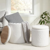 Round Ottoman with Storage Set of 2, Storage Vanity Stool