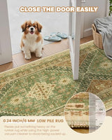 Runner Rug 2x6 Washable Rugs for Hallways, Olive/Brown/Multi