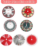 Multiwins Christmas Tree Skirt 48 Inch, Red Christmas Tree Skirt with Christmas Tree and Star Design, Thick Flannel Fabric, Xmas Tree Skirt for Holiday Decorations