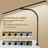 LED Desk Lamp for Office Dorm Home - Eye Caring Desk Light with Timer, Remote Control 24W Brightest Dual Screen Computer Monitor Gooseneck Dimmable Table lamp with Anti-Glare Cover Clamp