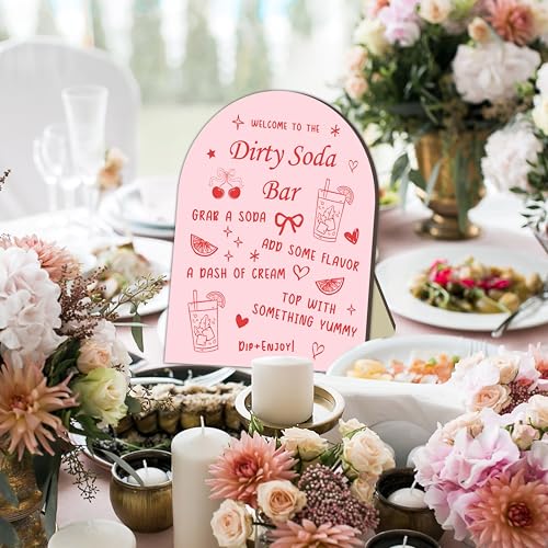 Dirty Soda Bridal Shower Bar Signs, Dirty Soda Bride Shower Welcome Wooden Sign, Party Table Decor for Bride Party Reception, Entrance Greeting Stand Sign, Bridal Parties Decor Supply Favor 8x10 In