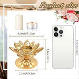 2 PCS Gold Crystal Flower Tea Light Holder, Glass Tealight Candlestick with Metal Base, Votive Candle for Table Centerpiece, Wedding/Parties Decor, Nice Gift