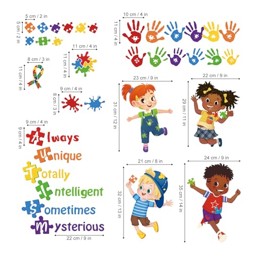 decalmile Autism Wall Decals Inspirational Quotes Colorful Hand Prints Wall Stickers Kids Room Classroom School Library Wall Decor