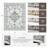 8x10 Washable Area Rug for Living Room, Light Grey