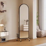 Decorative Full-Length Mirror, Floor-Standing, Household Dressing, Bedroom, Rotatable and Movable Clothes Hanger for Living Room