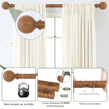 2 Pack Wood Curtain Rods for Windows 28 to 48 Inch,1 Inch Wood Grain Ball Adjustable Curtain Rod,Boho Heavy Duty Curtain Rods,Farmhouse Rustic Window Curtains Rods,Brown Drapery Rods Set 18-45"