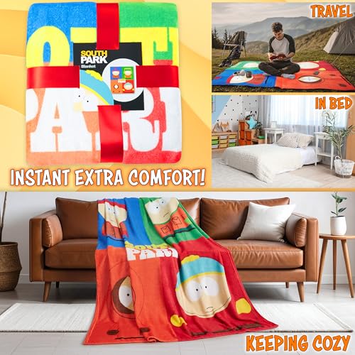 South Park Gifts for Men Teens Throw Blanket for Couch, Sofa, Bed, Soft Cozy Fleece Blankets Kenny Eric Cartman Bed Accessories Decor, 59 x 51 Inches (Multi)