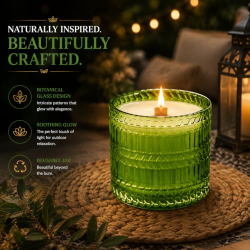 Hidden Label Citronella Candles Outdoor, 7.4oz Crackling Wood Wick