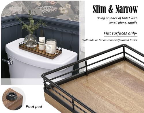 Acacia Wood Bathroom Vanity Tray, 11" L Small Countertop Tray for Dresser, Table, Kitchen Counter, Coffee Bar