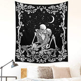 Wonrizon The Lovers Skull Tapestry,Black and White Romantic Constellation Skeleton Tapestries Wall Hanging decor for Living Room Bedroom (51.2”x 59.1”)