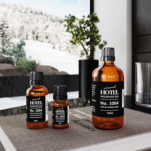 AirScent Hotel Diffuser Oil No. 1004 - White Tea Oakmoss Vanilla - 120 mL | Premium Hotel Fragrance Oil for Ultrasonic and Waterless Diffusers and Crafting - Glass Dropper Bottle