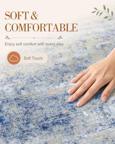 OLANLY 4ft Round Washable Rug, Soft Non Slip Carpet for Entryway Bedside