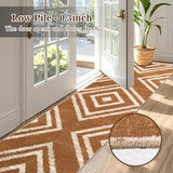 Brown Boho Hallway Runner Rugs 2x10ft Non Slip Washable for Kitchen