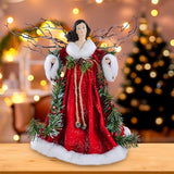 Kurt Adler 14-Inch Fabric Mache Red Angel Treetop