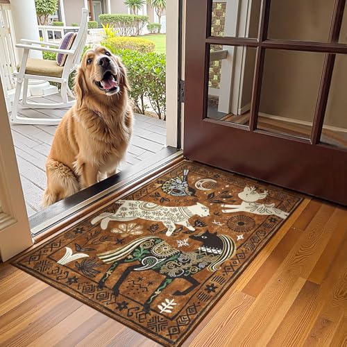 jinchan 2x3 Cute Area Rug Kids Washable Fun Rug Earthy Brown Starlit Boho
