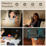 Clip-on Reading Light - 3 Color Modes, 10 Dimmable Brightness, Eye Care Clamp Desk Lamp with Flexible Gooseneck for Reading in Bed, Desk, Headboard, Computer