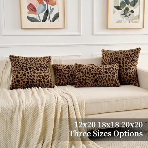 GALMAXS7 Cheetah Pillow Covers 18x18 Faux Fur Throw Pillow Covers Set of 2 Leopard Couch Pillow Covers Fluffy Soft Decorative for Home Living Room Bedroom