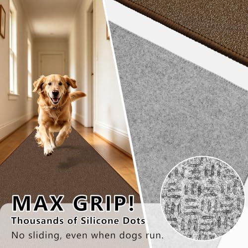 Waterproof 2x10 Rug Runners for Hallways Non Slip for Dogs, Textured Brown