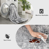 Kelarea Living Room Rug 4x6 Grey Area Rug Machine Washable Rugs, Non Slip Abstract Vintage Indoor Carpet for Bedroom, Nursery, Classroom, Dining Room, Home Office
